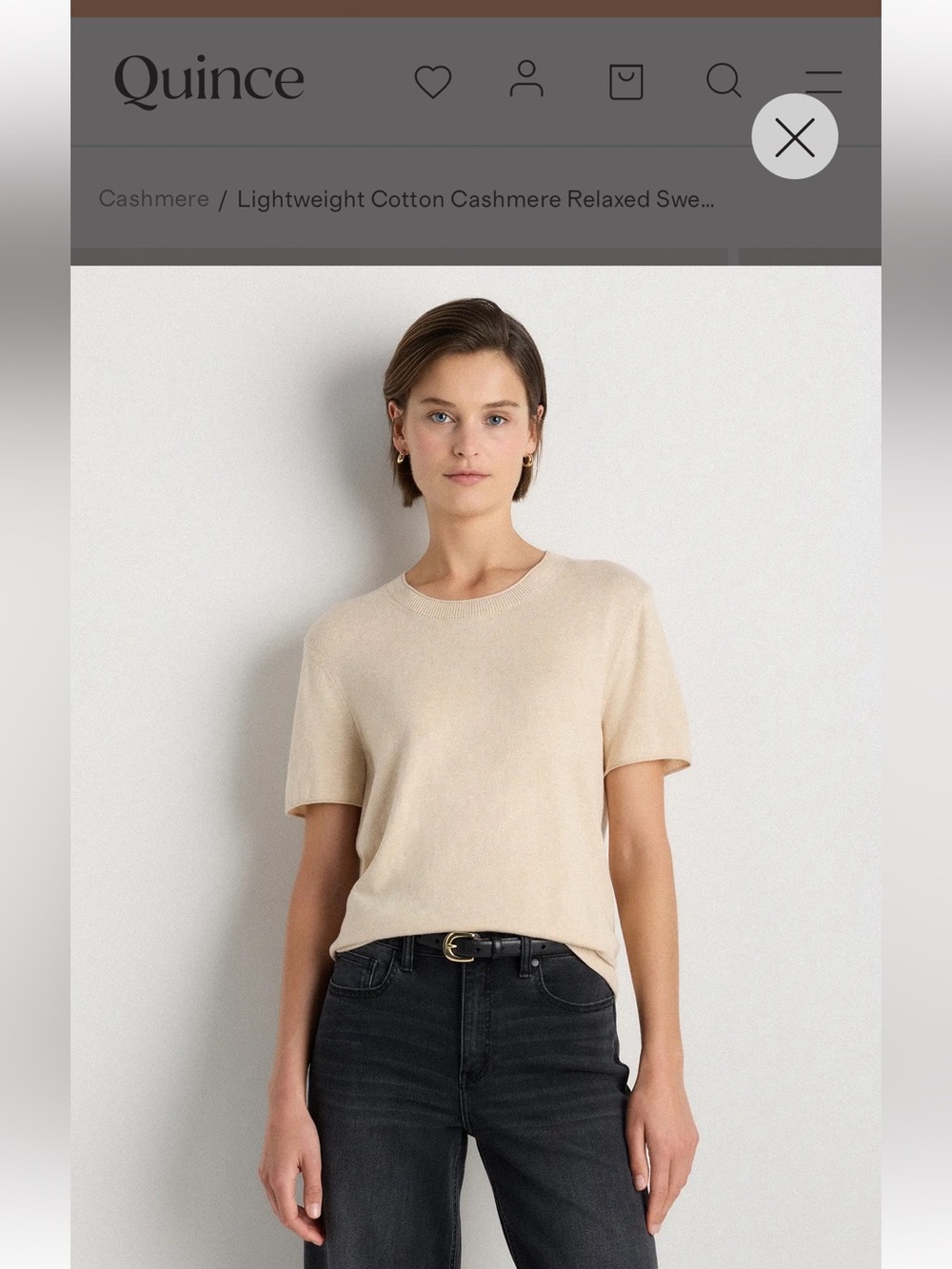 Quince Lightweight Cotton Cashmere Relaxed Sweater Tee. Size M. NWOT